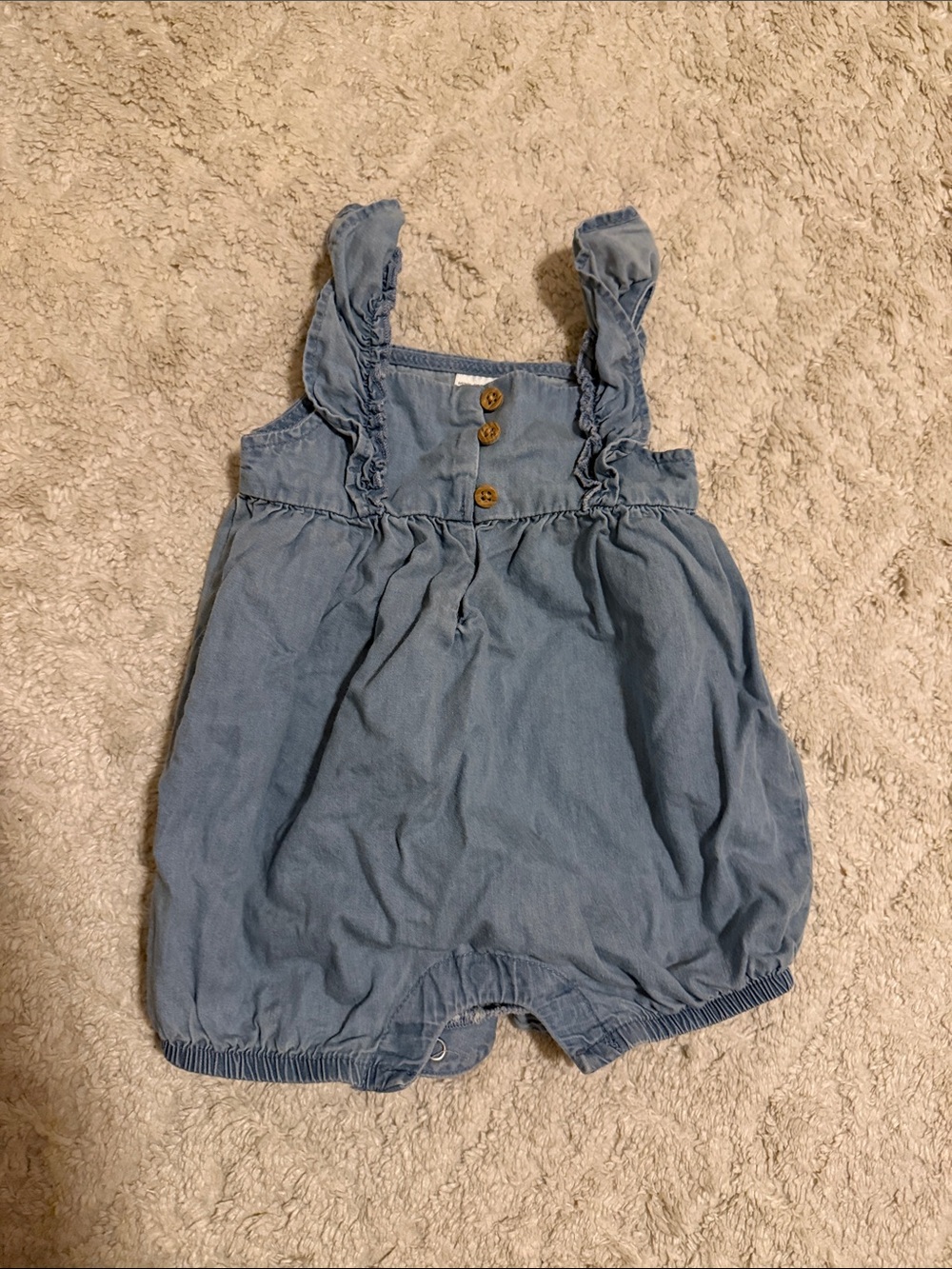 Carter's Light Blue Chambray Ruffle Strap Romper